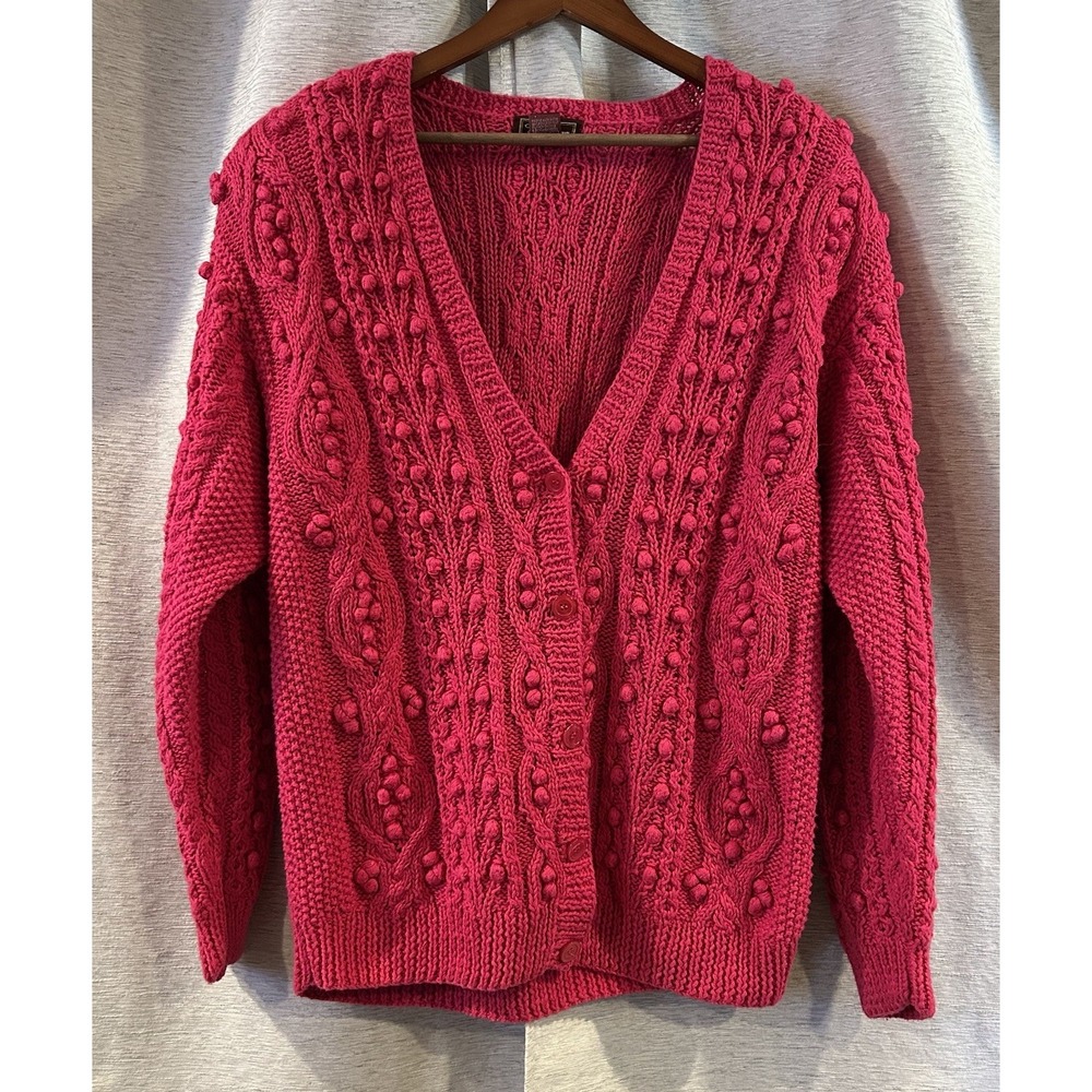 Vintage Worthington Womens Cardigan Sweater Chunky Knit Bubble Cottagecore M